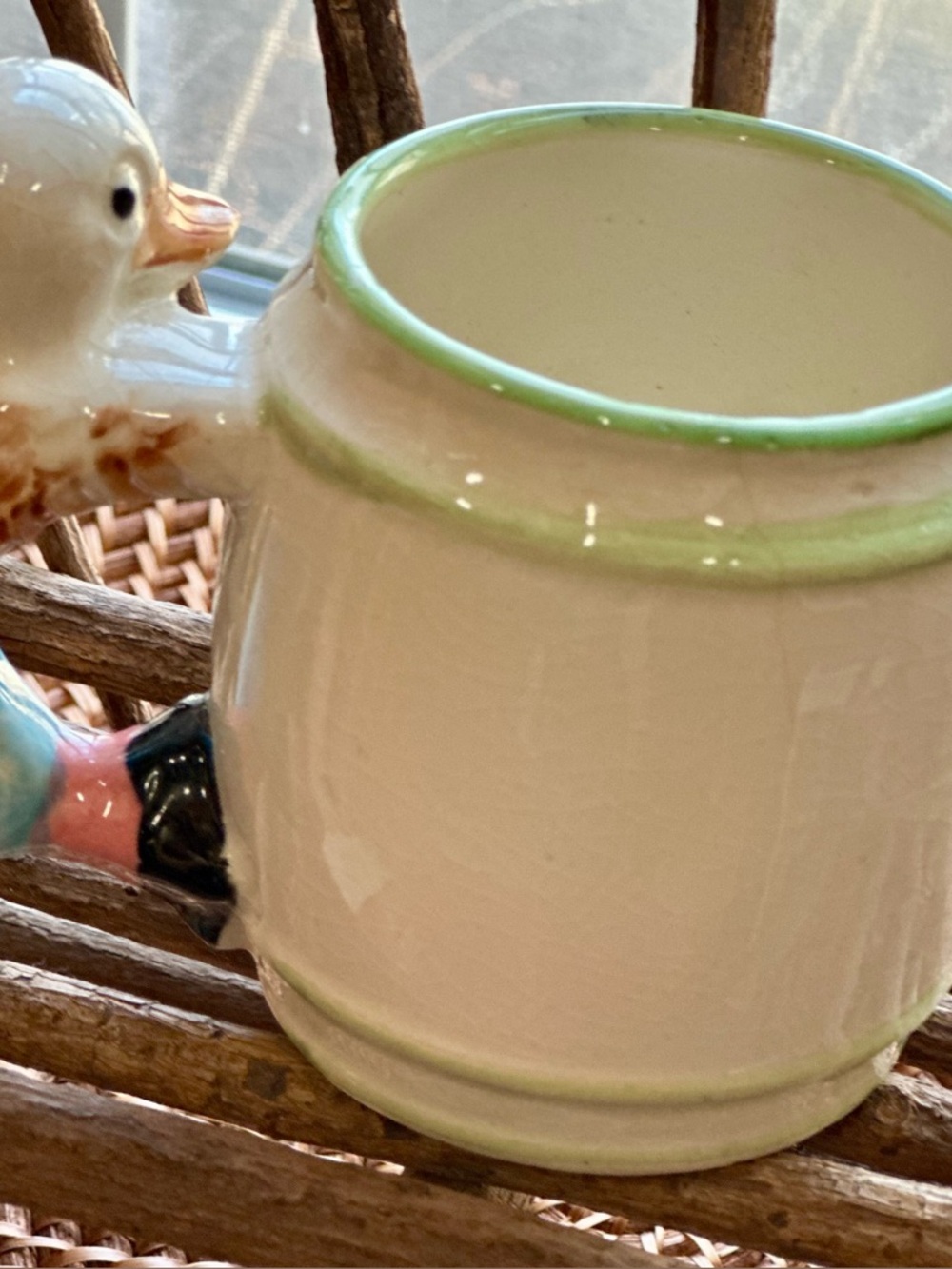 Vintage Set of Always Drink Milk Ceramic Animal Handle Mugs Cream Pastel Accents - Picture 6 of 10